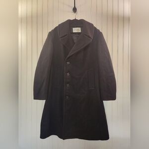 Vintage Fox Knapp Women's Navy 100% Wool Coat Size 40/L Warm Thick Lined Winter